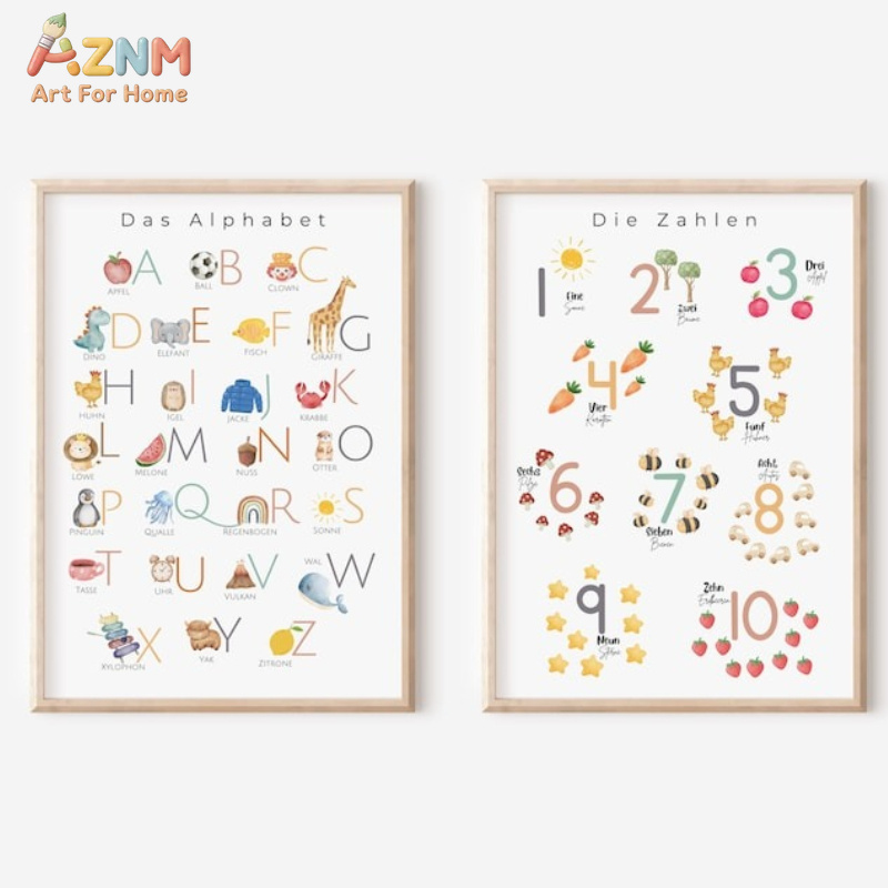 Kids No Education - AZNM Alman Alfabesi Sayıları Kanvas Tablo,